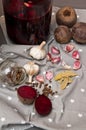 Homemade redbeet soup making process and ingredients Royalty Free Stock Photo