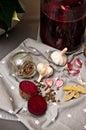 Homemade redbeet soup making process and ingredients Royalty Free Stock Photo