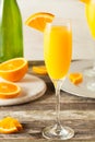 Homemade Refreshing Orange Mimosa Cocktails Royalty Free Stock Photo