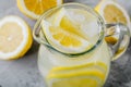 Homemade refreshing summer lemonade drink with lemon slices, ginger and ice Royalty Free Stock Photo