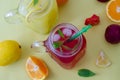 Homemade refreshment fruit juices Royalty Free Stock Photo