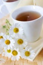 Homemade remedy - herbal camomile tea matricaria chamomilla - Royalty Free Stock Photo