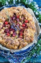 Homemade rhubarb and cranberries galette