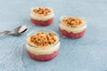 Homemade Rhubarb and Custard Dessert with Crumbs in Ramekins Royalty Free Stock Photo