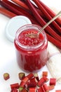 Homemade rhubarb jam in jar Royalty Free Stock Photo