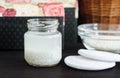 Homemade rice water - natural toner for skin and hair care. DIY cosmetics.
