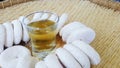 Homemade Rice Wine and Yeast. Royalty Free Stock Photo