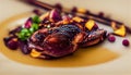 Homemade Roast Duck. Crispy whole roast duck. Thanksgiving or Christmas Dinner. Generative AI