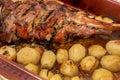 homemade roast lamb with potatoes Royalty Free Stock Photo