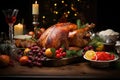 Homemade roast turkey or roast chicken for Thanksgiving or Christmas dinner Royalty Free Stock Photo