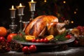 Homemade roast turkey or roast chicken for Thanksgiving or Christmas dinner Royalty Free Stock Photo