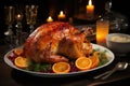 Homemade roast turkey or roast chicken for Thanksgiving or Christmas dinner Royalty Free Stock Photo