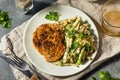 Homemade Roasted Pork Chop with Apple Slaw Royalty Free Stock Photo