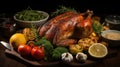 Homemade Roasted Thanksgiving Day Turkey with all the Sides Royalty Free Stock Photo