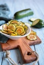 Homemade roasted zucchini chips Royalty Free Stock Photo