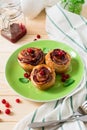 Homemade rolls with cranberry, cinnamon and citrus glaze Royalty Free Stock Photo