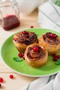 Homemade rolls with cranberry, cinnamon and citrus glaze Royalty Free Stock Photo