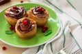 Homemade rolls with cranberry, cinnamon and citrus glaze Royalty Free Stock Photo