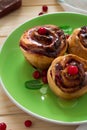 Homemade rolls with cranberry, cinnamon and citrus glaze Royalty Free Stock Photo
