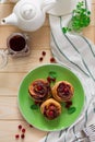 Homemade rolls with cranberry, cinnamon and citrus glaze Royalty Free Stock Photo