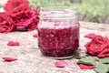 Homemade rose petal jam. Flower confiture. Healthy food Royalty Free Stock Photo