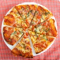 Homemade round pizza on plate Royalty Free Stock Photo