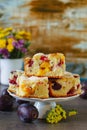 Homemade rustic fruits cake on a table