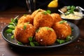 Homemade rustic Maltese arancini balls.