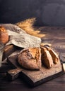 Homemade rustic rye bread with coriander seeds