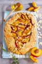 Homemade rustic style peach french galette