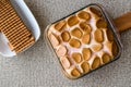 Homemade S`mores Dip / Baked Marshmallow with biscuits or crackers. Royalty Free Stock Photo