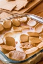 Homemade S`mores Dip / Baked Marshmallow with biscuits or crackers. Royalty Free Stock Photo