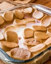 Homemade S`mores Dip / Baked Marshmallow with biscuits or crackers. Royalty Free Stock Photo