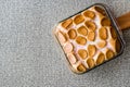 Homemade S`mores Dip / Baked Marshmallow copy space. Royalty Free Stock Photo