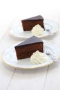 Homemade sachertorte, Austrian chocolate cake Royalty Free Stock Photo