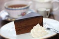 Homemade sachertorte, Austrian chocolate cake Royalty Free Stock Photo