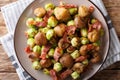 Homemade salad of roasted chestnuts, brussels sprouts and bacon Royalty Free Stock Photo