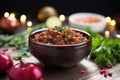 homemade salsa in a festive bowl