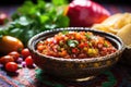 homemade salsa in a festive bowl