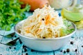 Homemade sauerkraut with carrot and spices