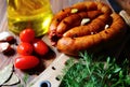 Homemade sausage with peppers Royalty Free Stock Photo