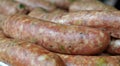 Homemade sausages ready for a grill