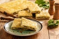 Homemade savory pie with spinach and ricotta. Royalty Free Stock Photo