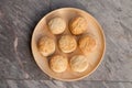 Homemade scone on the wood plate top view