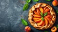 Homemade Seasonal Summer Fruit Biscuits, Tart, Open Apricot Pie Royalty Free Stock Photo