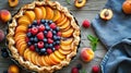 Homemade Seasonal Summer Fruit Biscuits, Tart, Open Apricot Pie Royalty Free Stock Photo