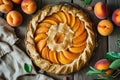 Homemade Seasonal Summer Fruit Biscuits, Tart, Open Apricot Pie Royalty Free Stock Photo