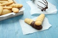 Homemade shortbread cookies with chocolate