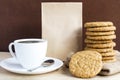 Homemade shortbread cookies made of oatmeal stacked on sackcloth Royalty Free Stock Photo