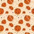 Homemade shortbread cookies seamless pattern. Broken biscuits. Chocolate pieces or crumbs. Traditional bakery. Oatmeal Royalty Free Stock Photo